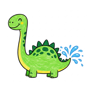 Dinosaur Splashing Water with its Powerful Tail
